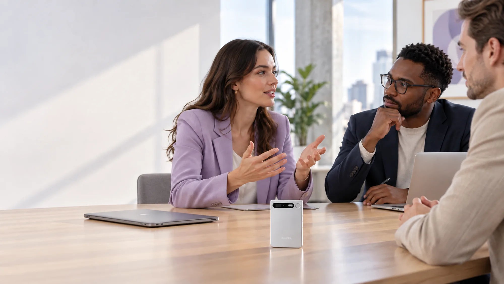 A team meeting with Hera recording the conversation