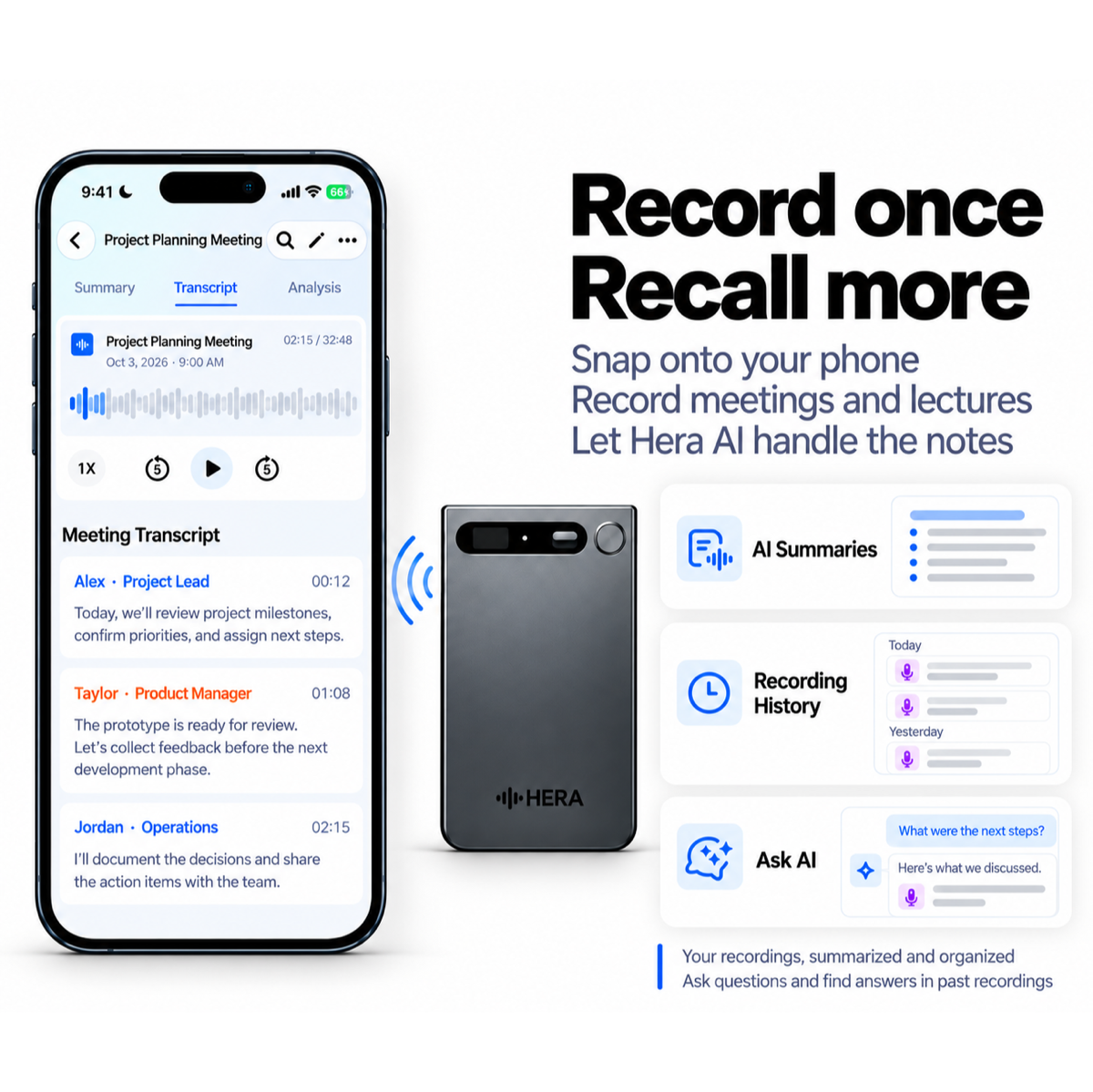 Hera AI Note | AI Voice Recorder & AI Note Taker